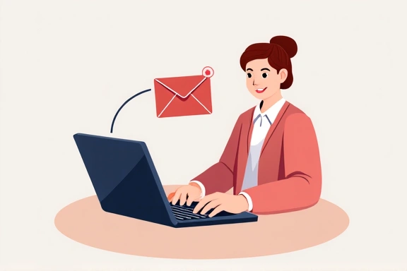 Ilustración de una persona enviando un mensaje a través de un formulario de contacto